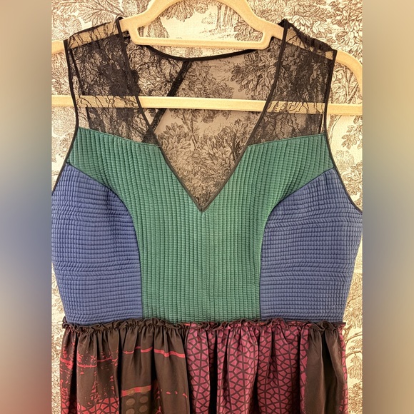 Niki Mahajan for Anthropologie Montage Midi Dress RARE Size 8 10 12 Silk Lace - Picture 5 of 14